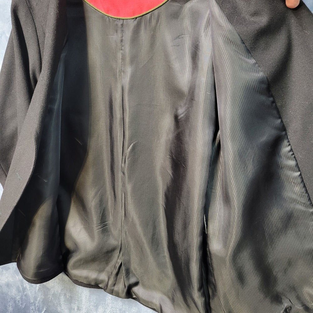 Mondi Blazer Jacket Womens Black Wool Embroidered Crest Button Front - Picture 4 of 9